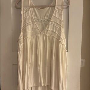 POL Cream Lace Detail Tank Top